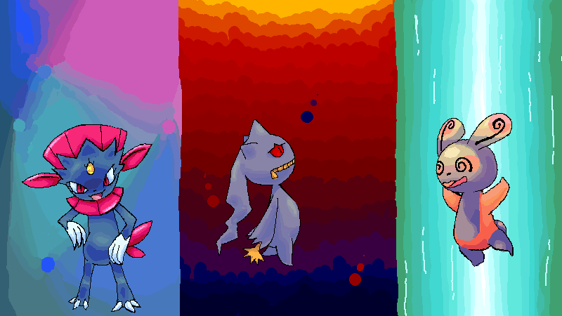 エチャで描いたマニューラとジュペッタとパッチール